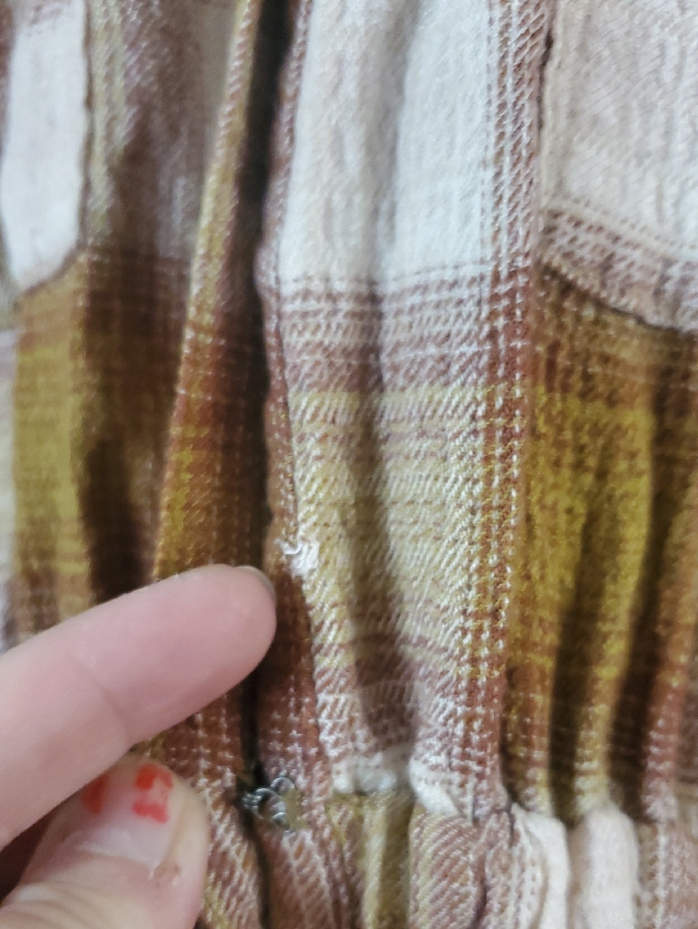 We The Free By The Way Plaid Button-Front Shirt Dress in Brown and Cream Size Md - Picture 9 of 16